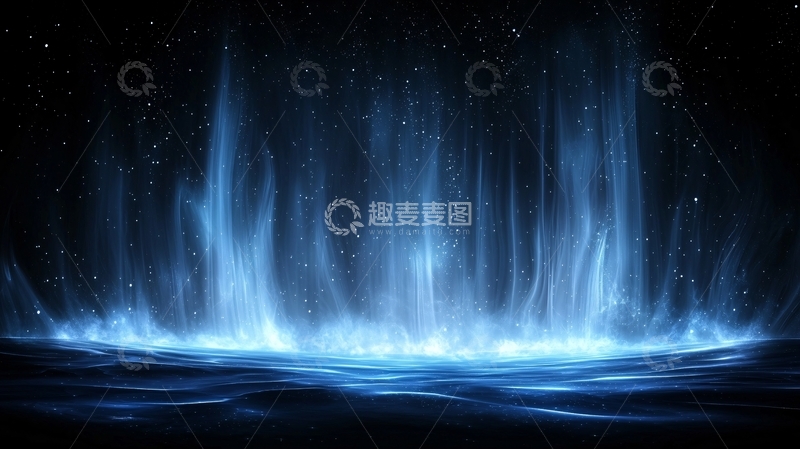 高清大图下载【趣麦麦图】梦幻星空下的蓝色光柱