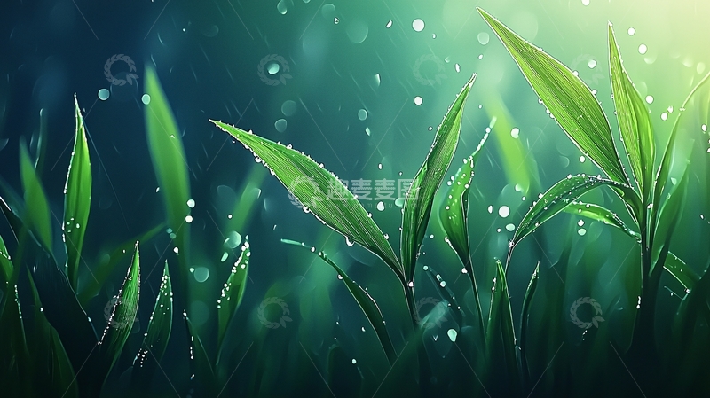 高清大图下载【趣麦麦图】雨后青草清新自然背景