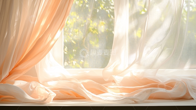高清大图下载【趣麦麦图】柔和窗帘与自然光景