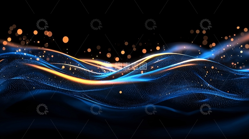 高清大图下载【趣麦麦图】蓝色波浪光效动态背景