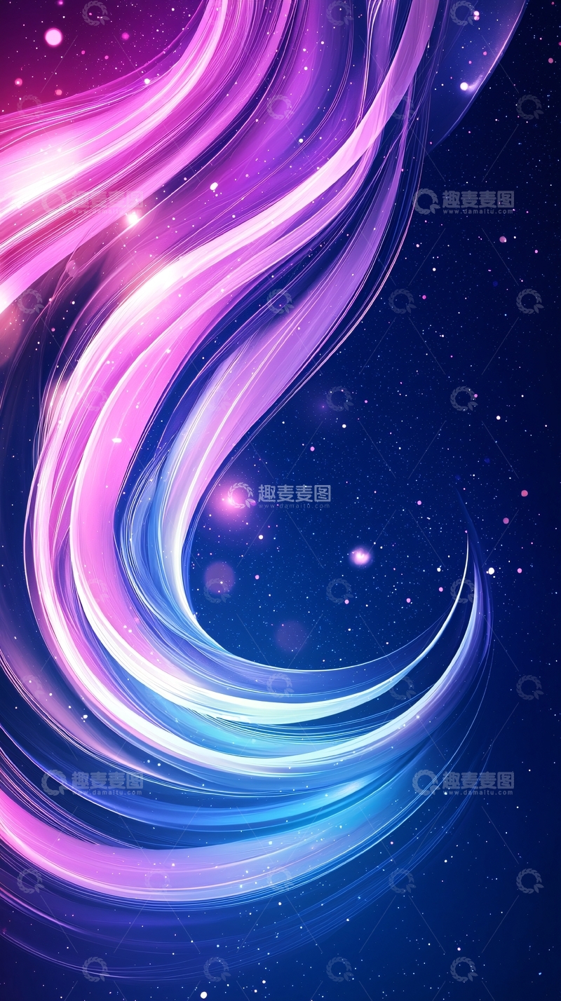 高清大图下载【趣麦麦图】梦幻星空流动光带背景