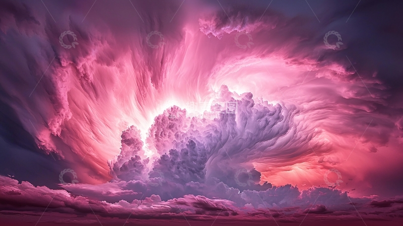 高清大图下载【趣麦麦图】梦幻粉红云彩天空