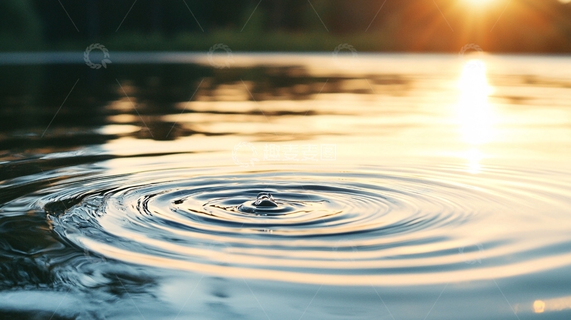 高清大图下载【趣麦麦图】夕阳下的水面涟漪
