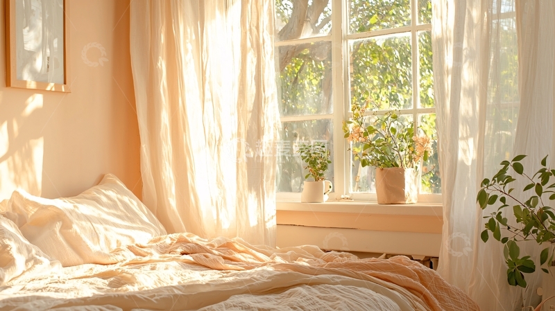 高清大图下载【趣麦麦图】阳光洒满卧室温馨场景