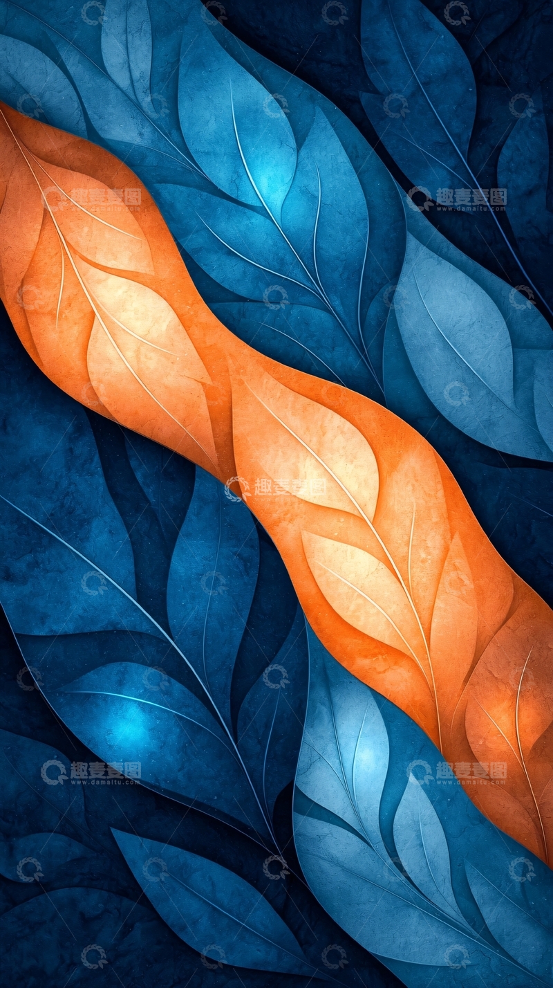 高清大图下载【趣麦麦图】秋叶渐变抽象艺术背景