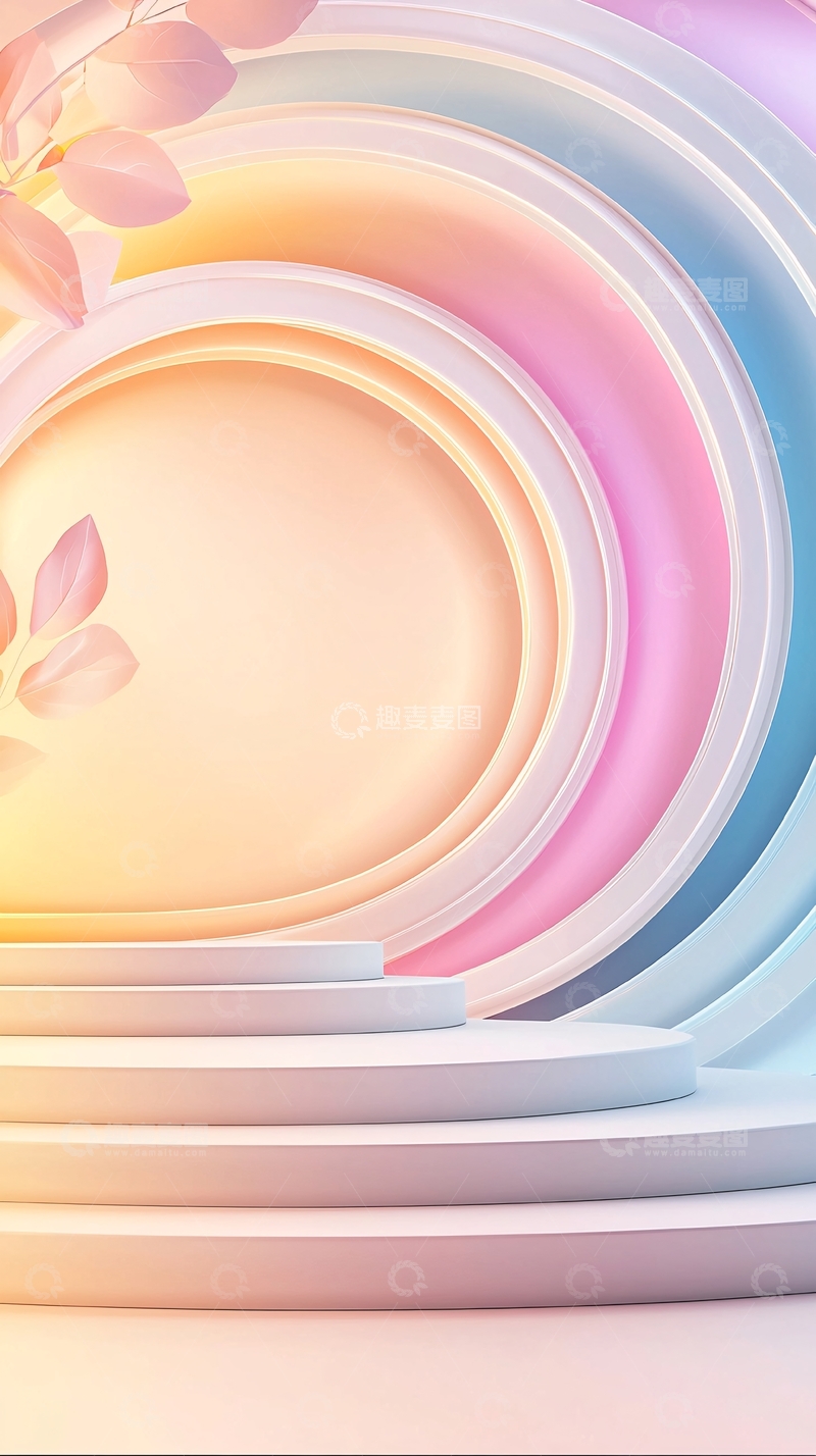 高清大图下载【趣麦麦图】梦幻彩虹舞台背景素材