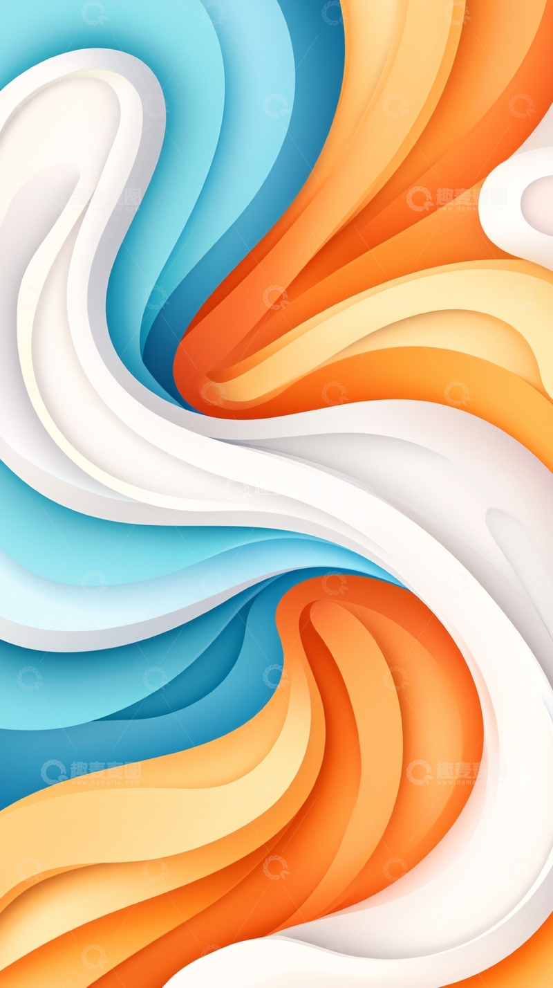 高清大图下载【趣麦麦图】抽象色彩流动曲线背景图