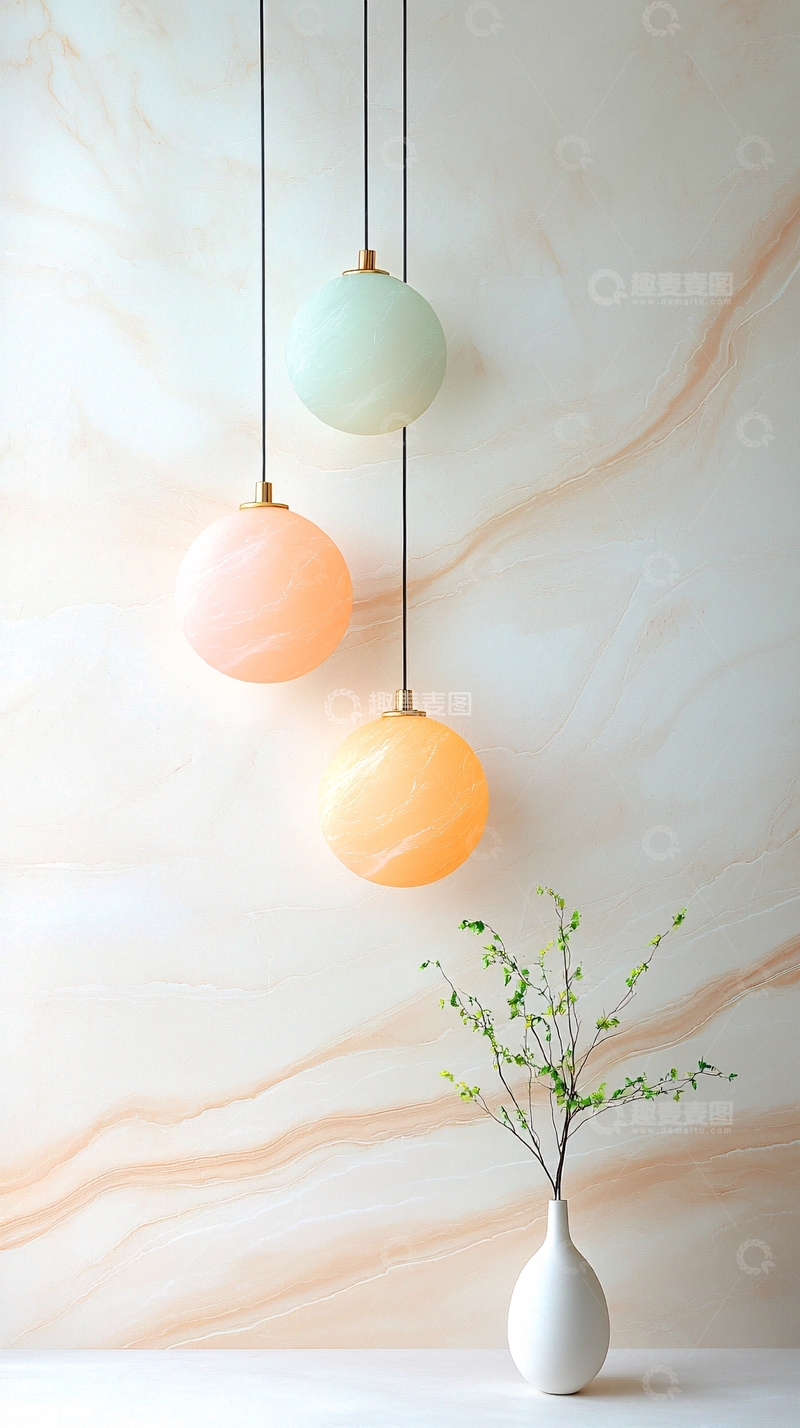 高清大图下载【趣麦麦图】现代简约吊灯与花瓶装饰