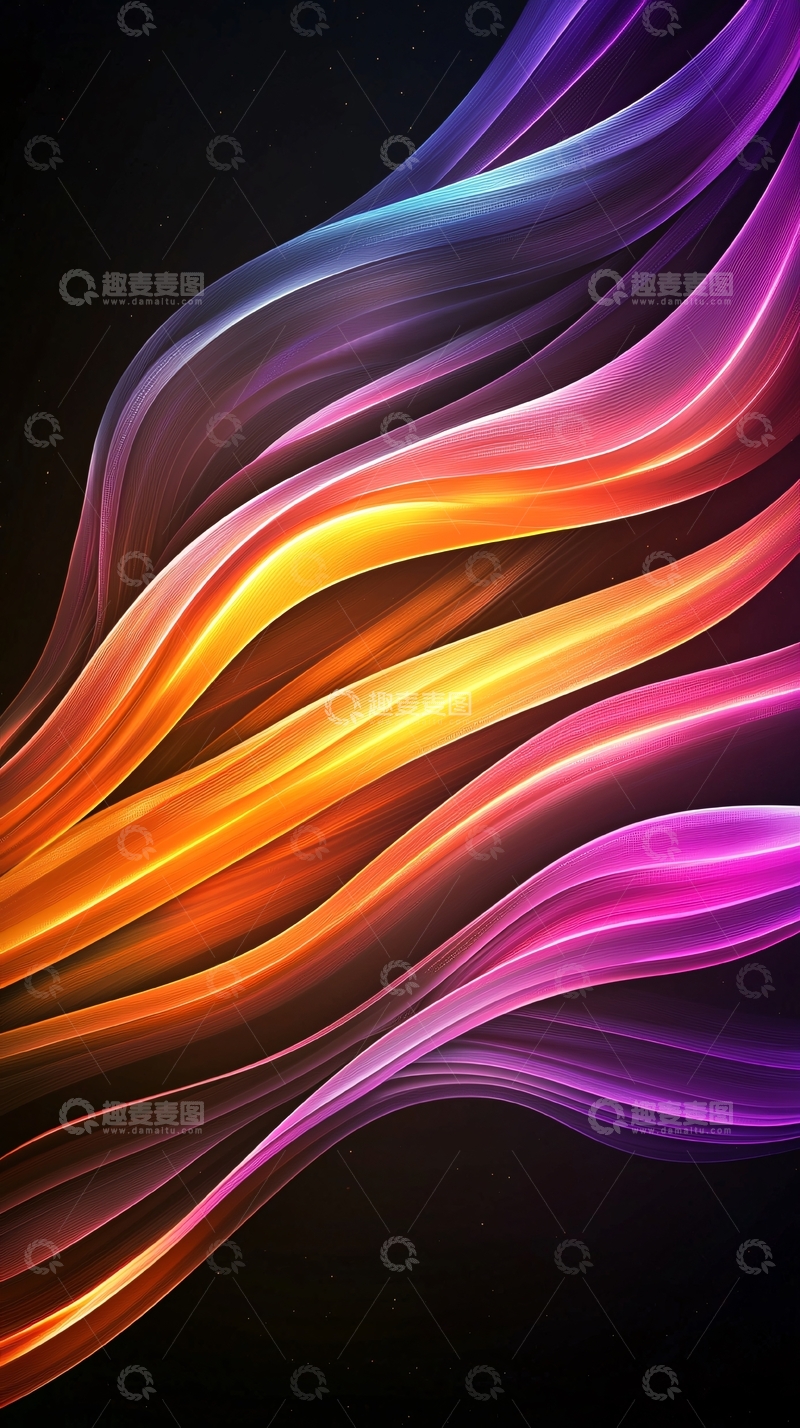 高清大图下载【趣麦麦图】色彩流动抽象线条背景