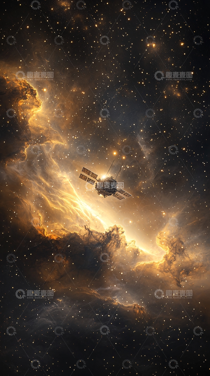 高清大图下载【趣麦麦图】太空卫星与星云