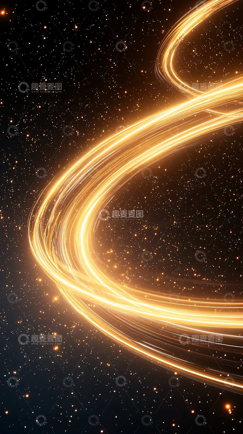 高清大图下载【趣麦麦图】金色光带星空背景