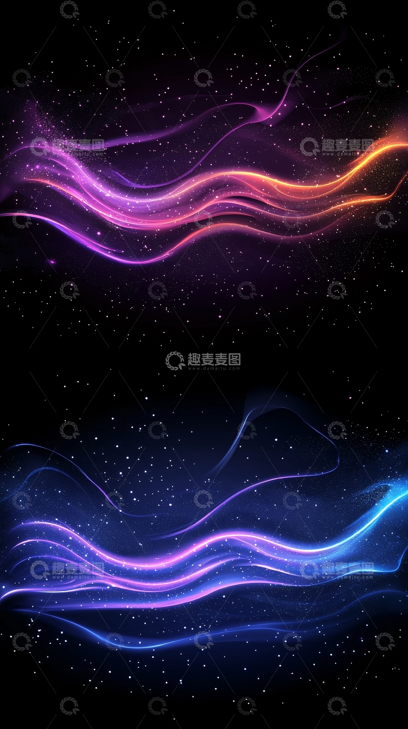 高清大图下载【趣麦麦图】梦幻星空流动线条背景图