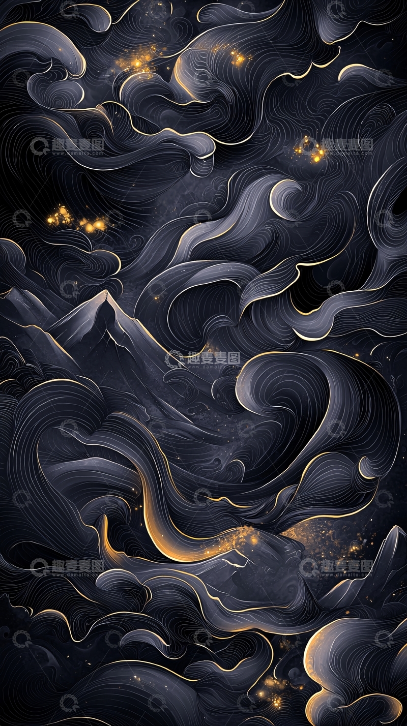 高清大图下载【趣麦麦图】夜空中的波浪与星辰