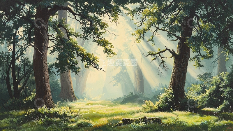高清大图下载【趣麦麦图】晨光森林高清图片