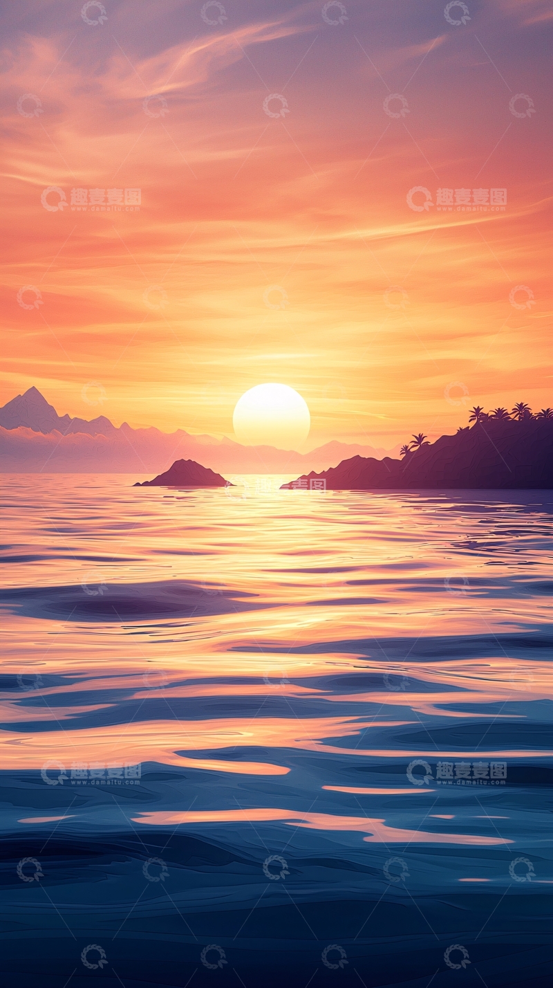 高清大图下载【趣麦麦图】日落海景自然风光