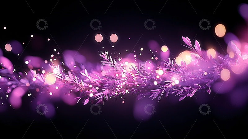 高清大图下载【趣麦麦图】梦幻紫色光斑植物背景