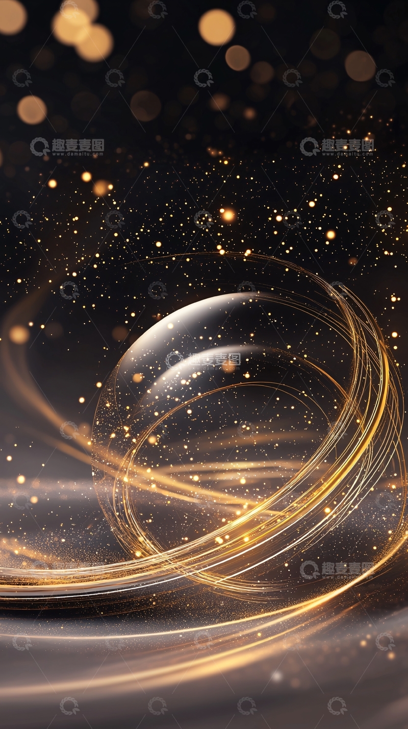高清大图下载【趣麦麦图】金色光圈与粒子动态背景