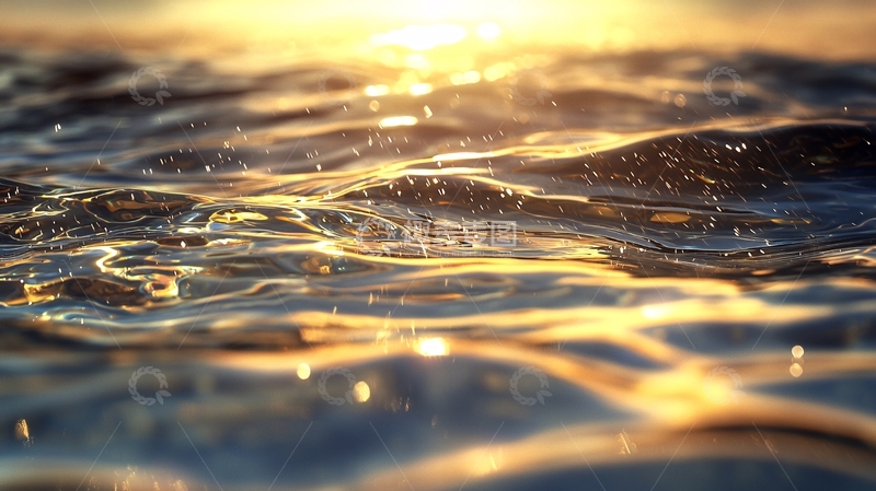 高清大图下载【趣麦麦图】夕阳下的海面波光粼粼