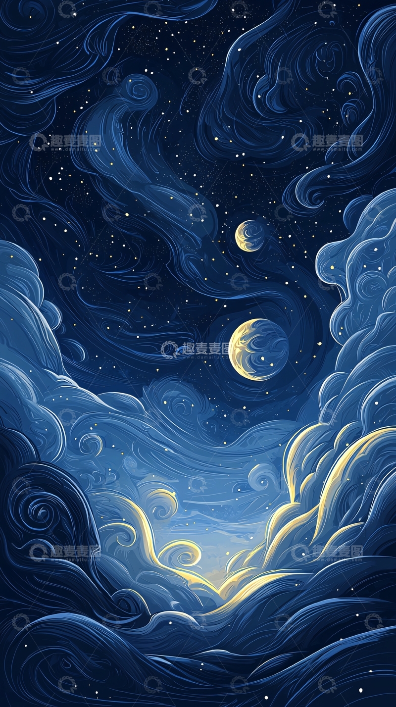 高清大图下载【趣麦麦图】梦幻夜空星辰云彩
