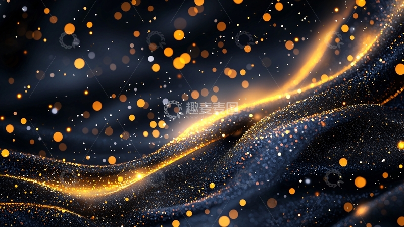 高清大图下载【趣麦麦图】金色粒子流动背景