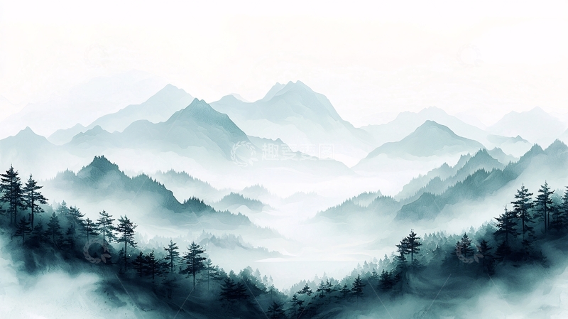 高清大图下载【趣麦麦图】雾中青山高清图片