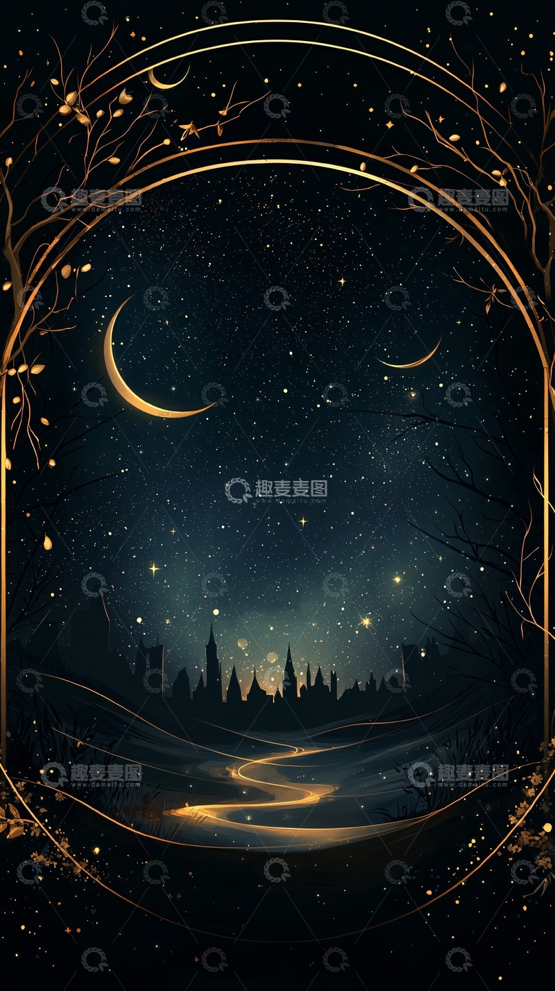 高清大图下载【趣麦麦图】夜空下的神秘城堡