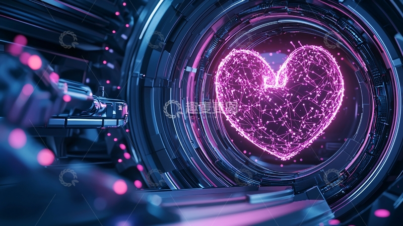 高清大图下载【趣麦麦图】-未来科技中的发光心形