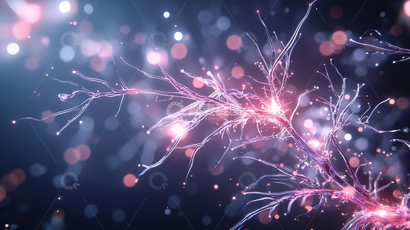 高清大图下载【趣麦麦图】发光神经元分支背景图