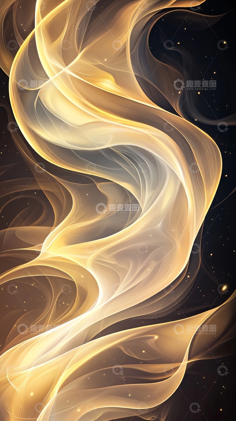 高清大图下载【趣麦麦图】金色抽象流动线条背景