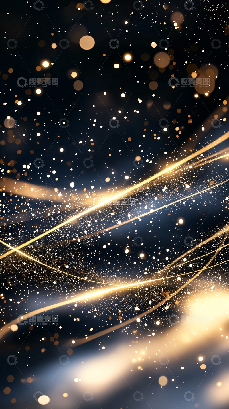 高清大图下载【趣麦麦图】金色星空粒子背景图
