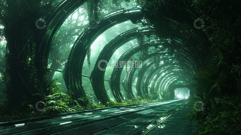高清大图下载【趣麦麦图】未来森林隧道