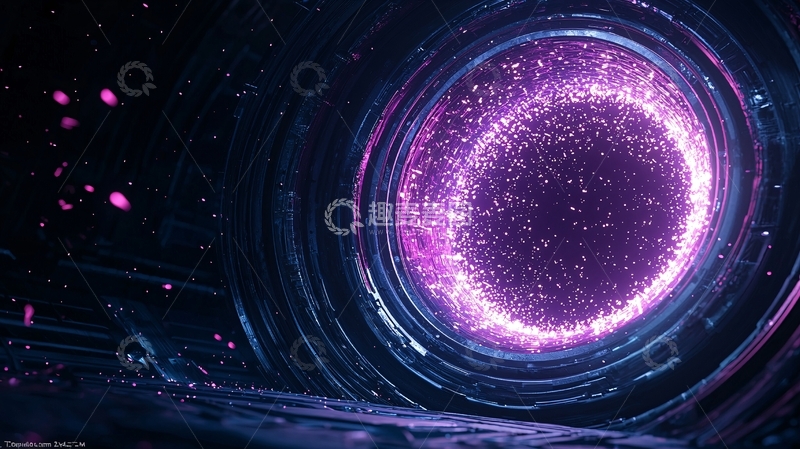 高清大图下载【趣麦麦图】紫色光芒环绕的科幻场景