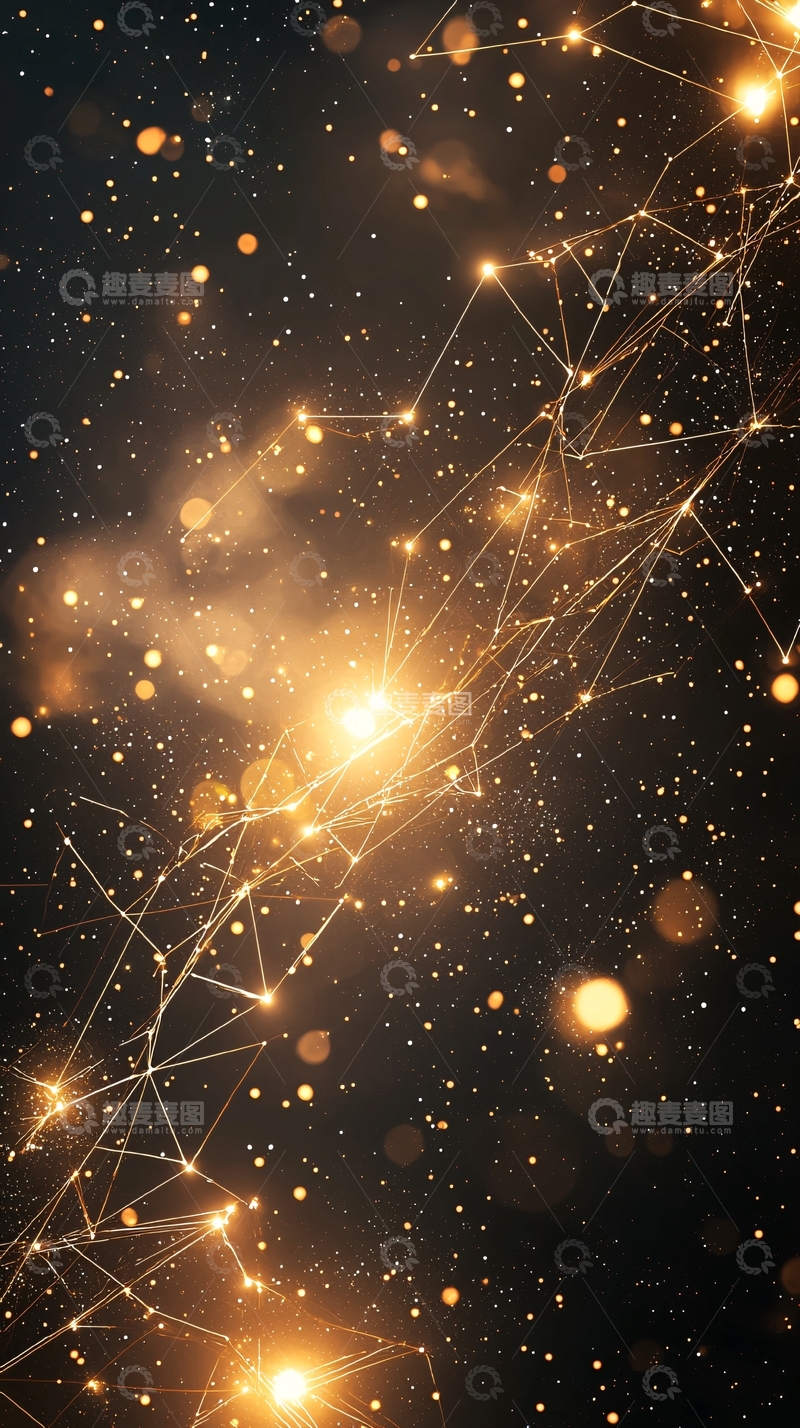 高清大图下载【趣麦麦图】金色星空网络连接背景图