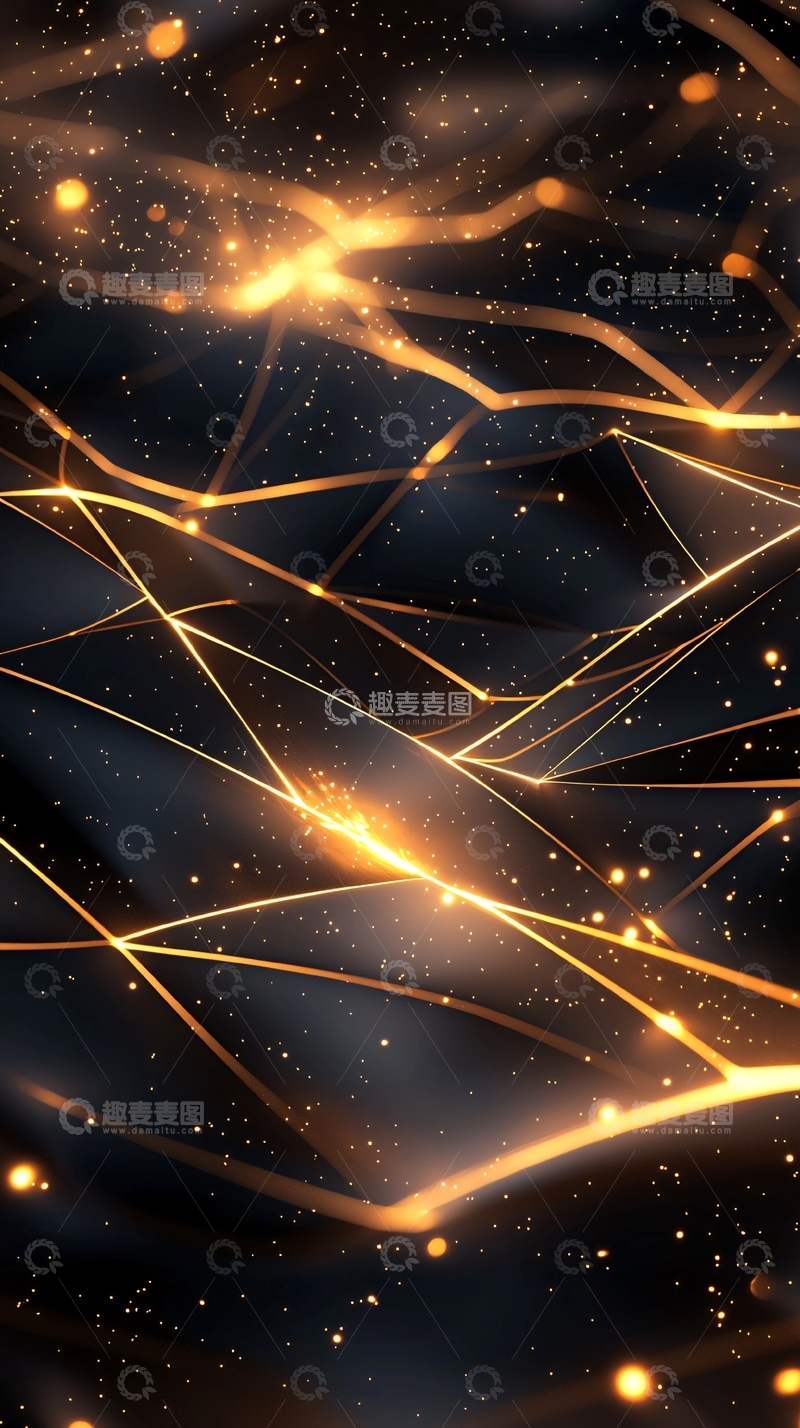 高清大图下载【趣麦麦图】金色线条交织星空背景