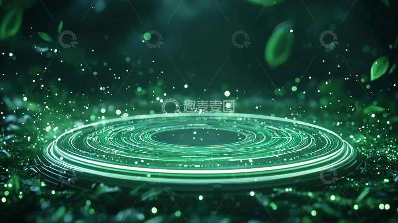 高清大图下载【趣麦麦图】绿色光圈动态效果背景
