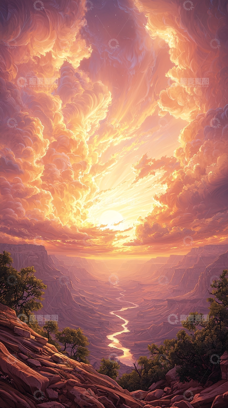 高清大图下载【趣麦麦图】日落峡谷自然风光