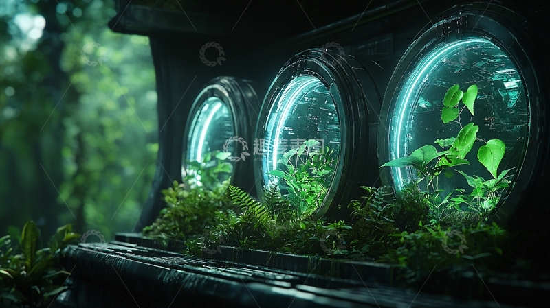 高清大图下载【趣麦麦图】未来科技植物温室