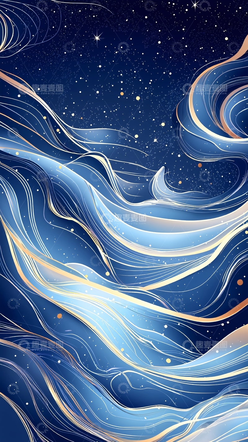 高清大图下载【趣麦麦图】梦幻星空流动线条背景图