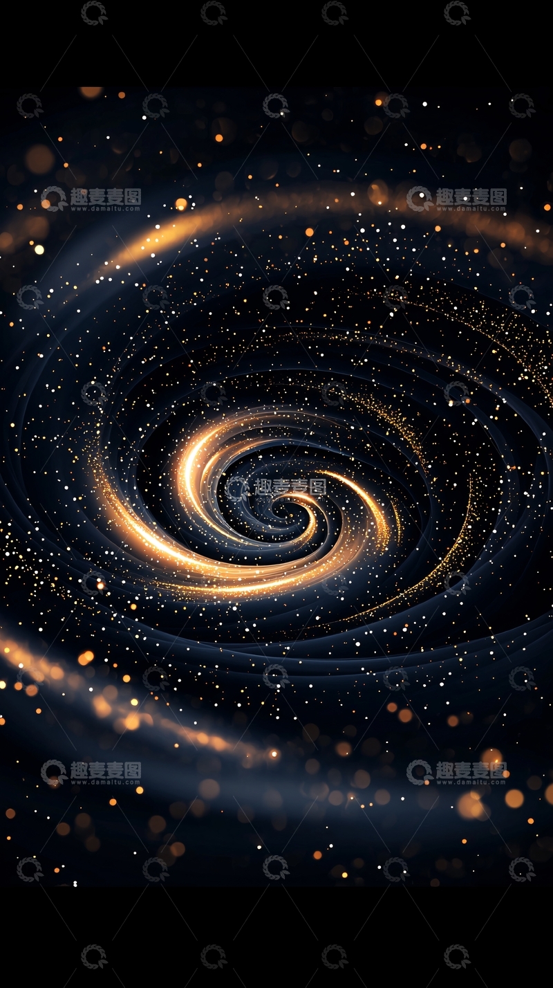 高清大图下载【趣麦麦图】金色螺旋星河背景图