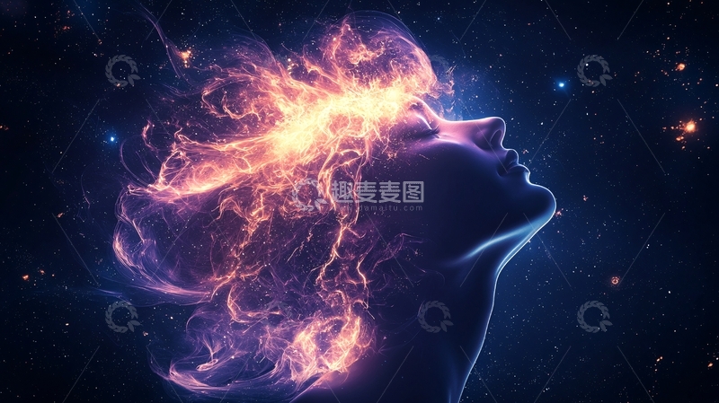 高清大图下载【趣麦麦图】星空下的神秘女性剪影