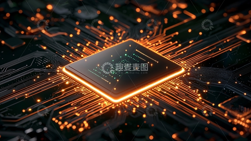 高清大图下载【趣麦麦图】电路板上的发光芯片