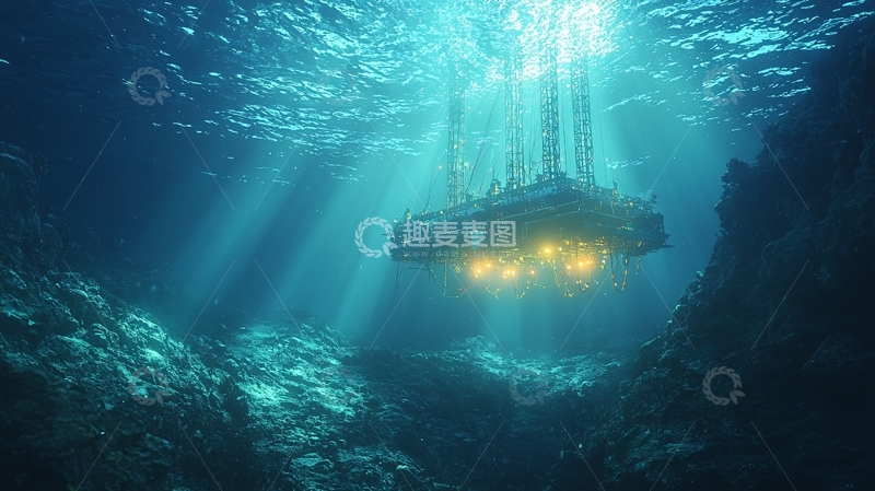 高清大图下载【趣麦麦图】海底矿产开采平台