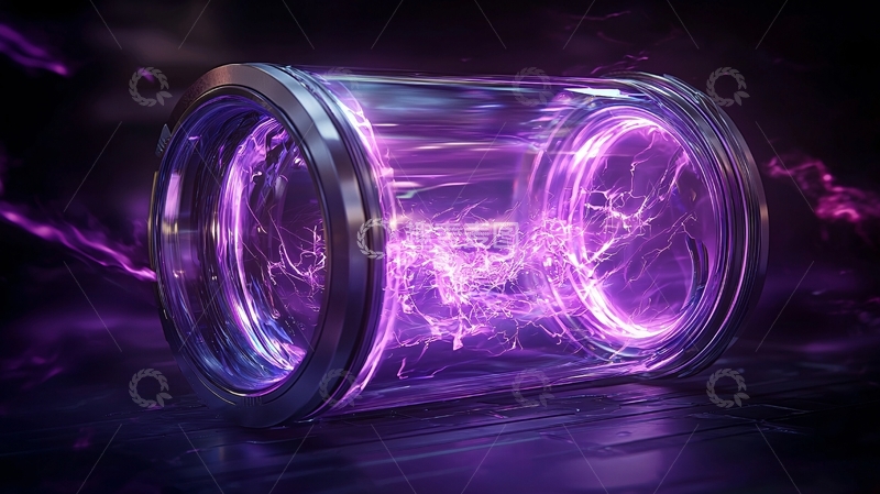 高清大图下载【趣麦麦图】紫色能量流的玻璃容器