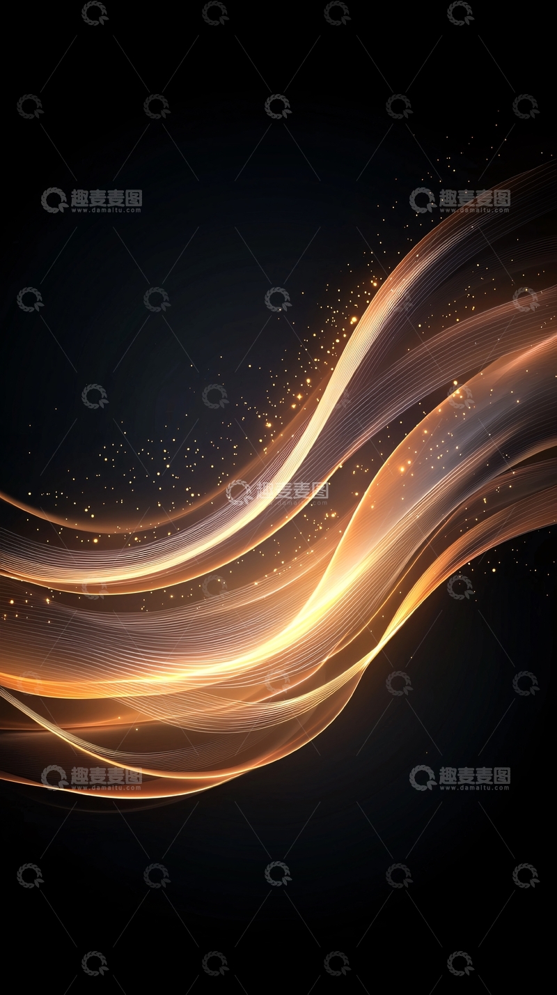 高清大图下载【趣麦麦图】金色线条动态背景素材