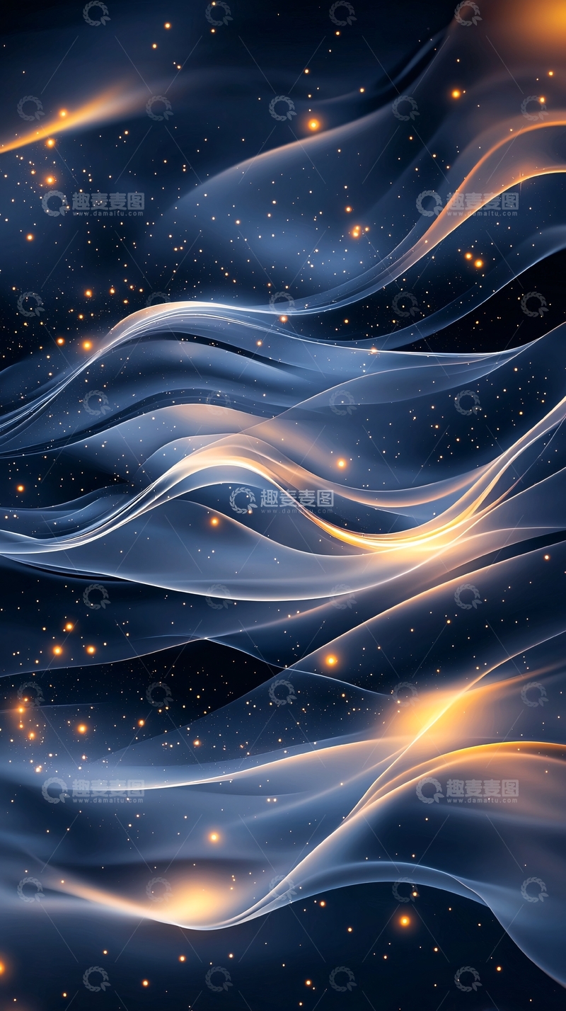 高清大图下载【趣麦麦图】梦幻星空波浪背景图