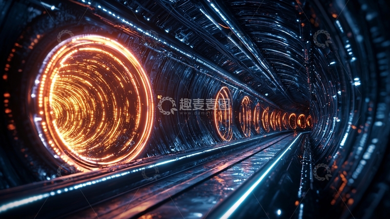 高清大图下载【趣麦麦图】未来科技隧道光影效果