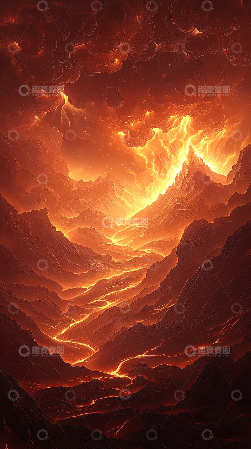 高清大图下载【趣麦麦图】火山爆发的壮丽景象