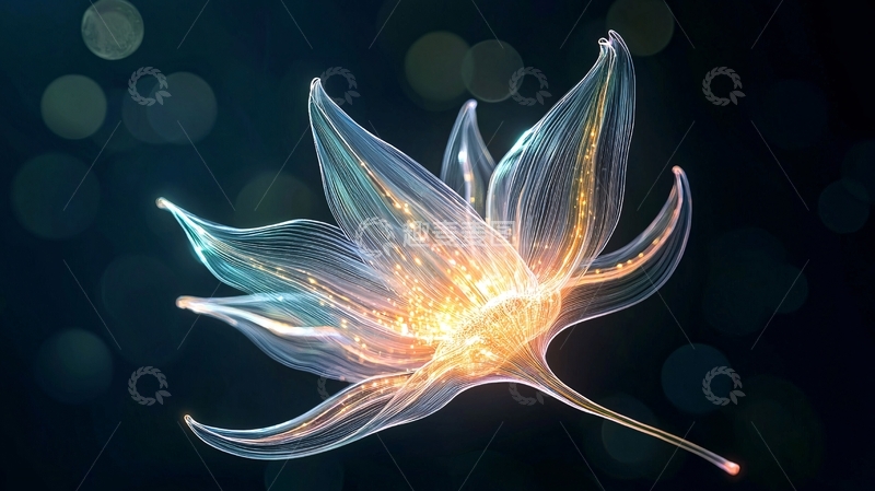 高清大图下载【趣麦麦图】发光的花朵艺术插画