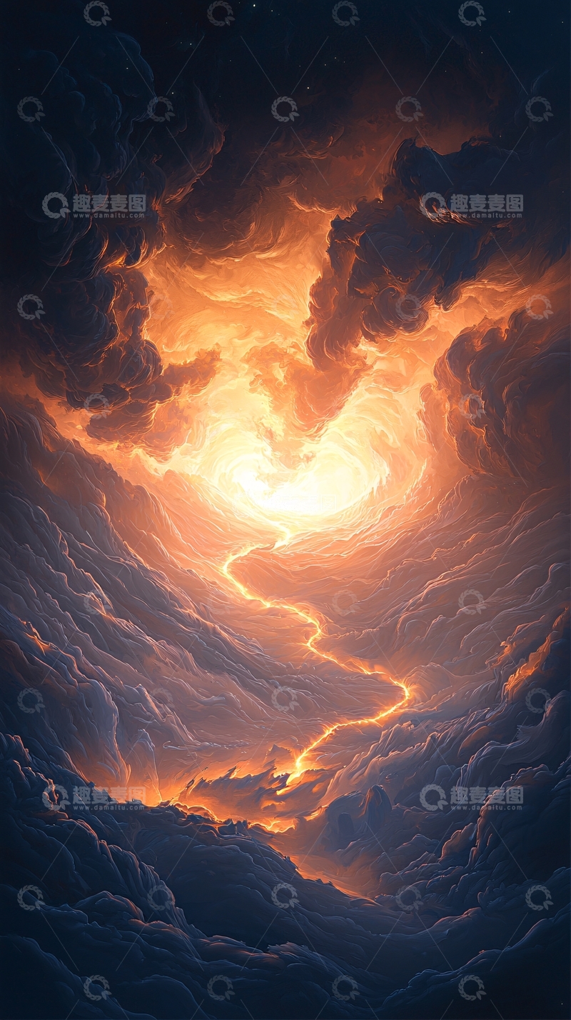高清大图下载【趣麦麦图】云海中的光之通道
