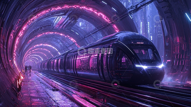 高清大图下载【趣麦麦图】未来科技隧道列车